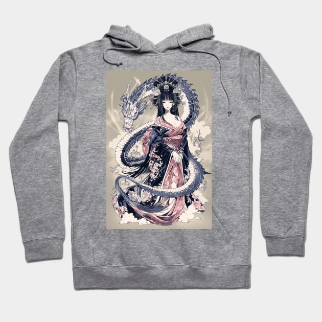 Geisha and Dragon 7808 Hoodie by ToddT